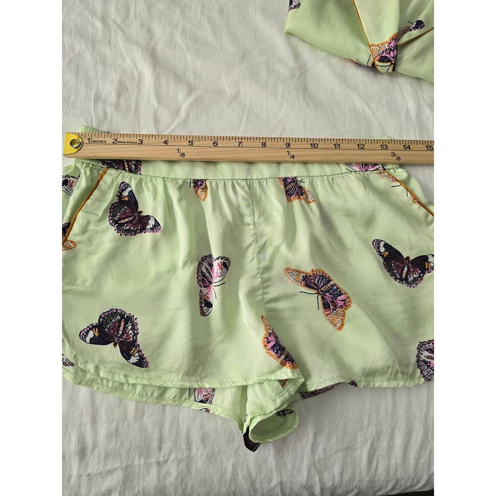 Anthro Butterfly Pajama Set Top S Shorts XS Green Lounge Sleepwear Resort girly - Picture 12 of 15
